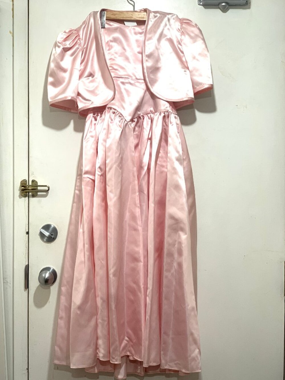 VINTAGE SATIN TWO PIECE SET SLEEVELESS JACKET DRESSES SIZE S